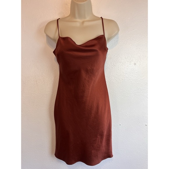 Express Slip Dress Mini Size XXS Brick Red Drop Neck Spaghetti Strap - Picture 1 of 5